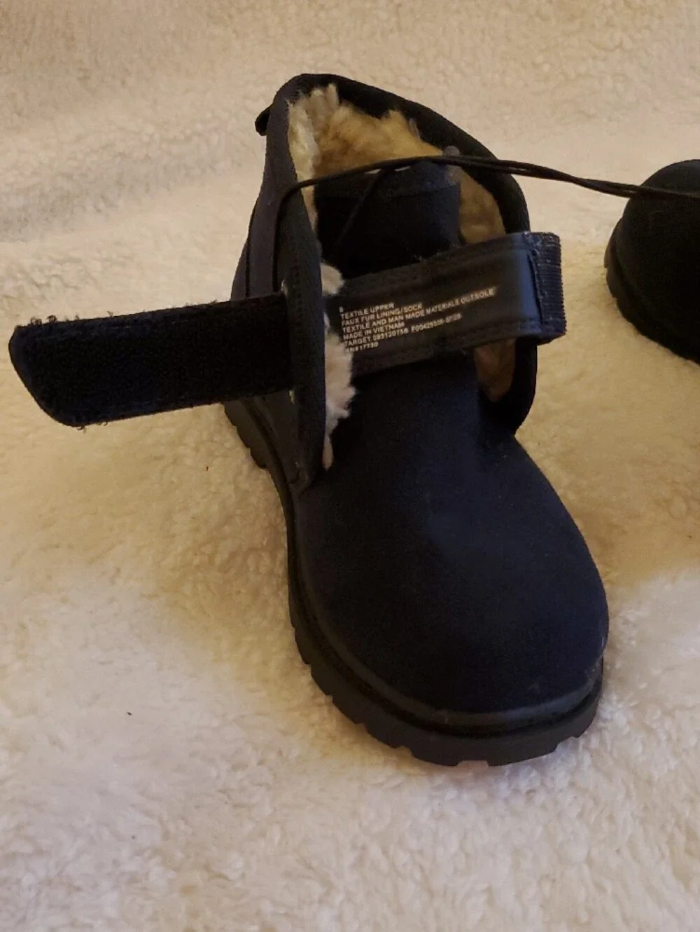 Cat & Jack Navy Magnus Toddler Boots Faux Sherpa Lined Hook & Loop Size 8 NWT